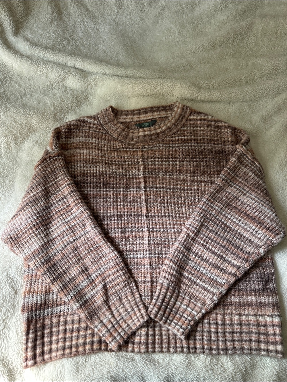 Terra & Sky Women’s Crewneck Sweater in Tan and Brown - Classic Knit